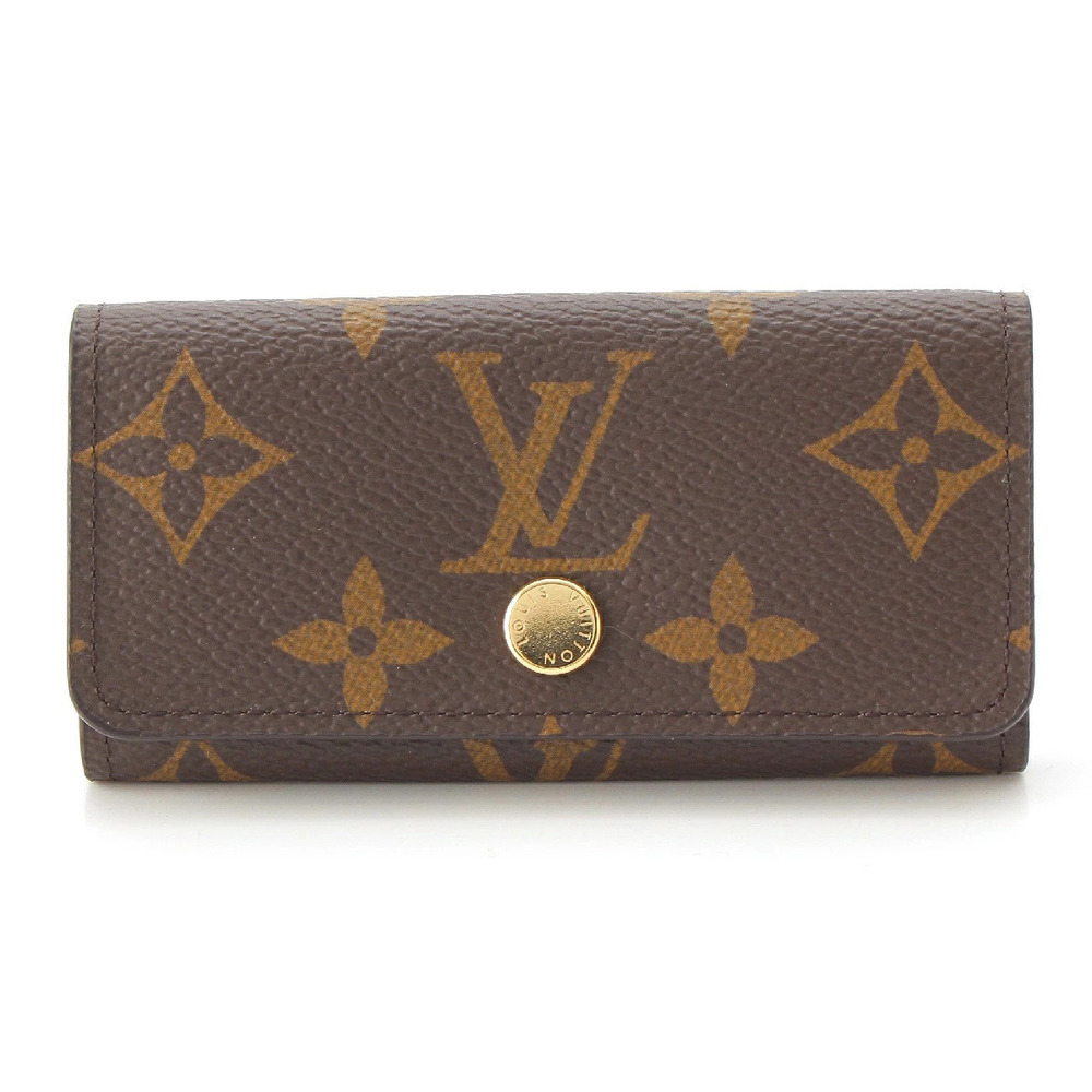 Louis Vuitton Monogram Multicles Leather Key Case Wallet Brown